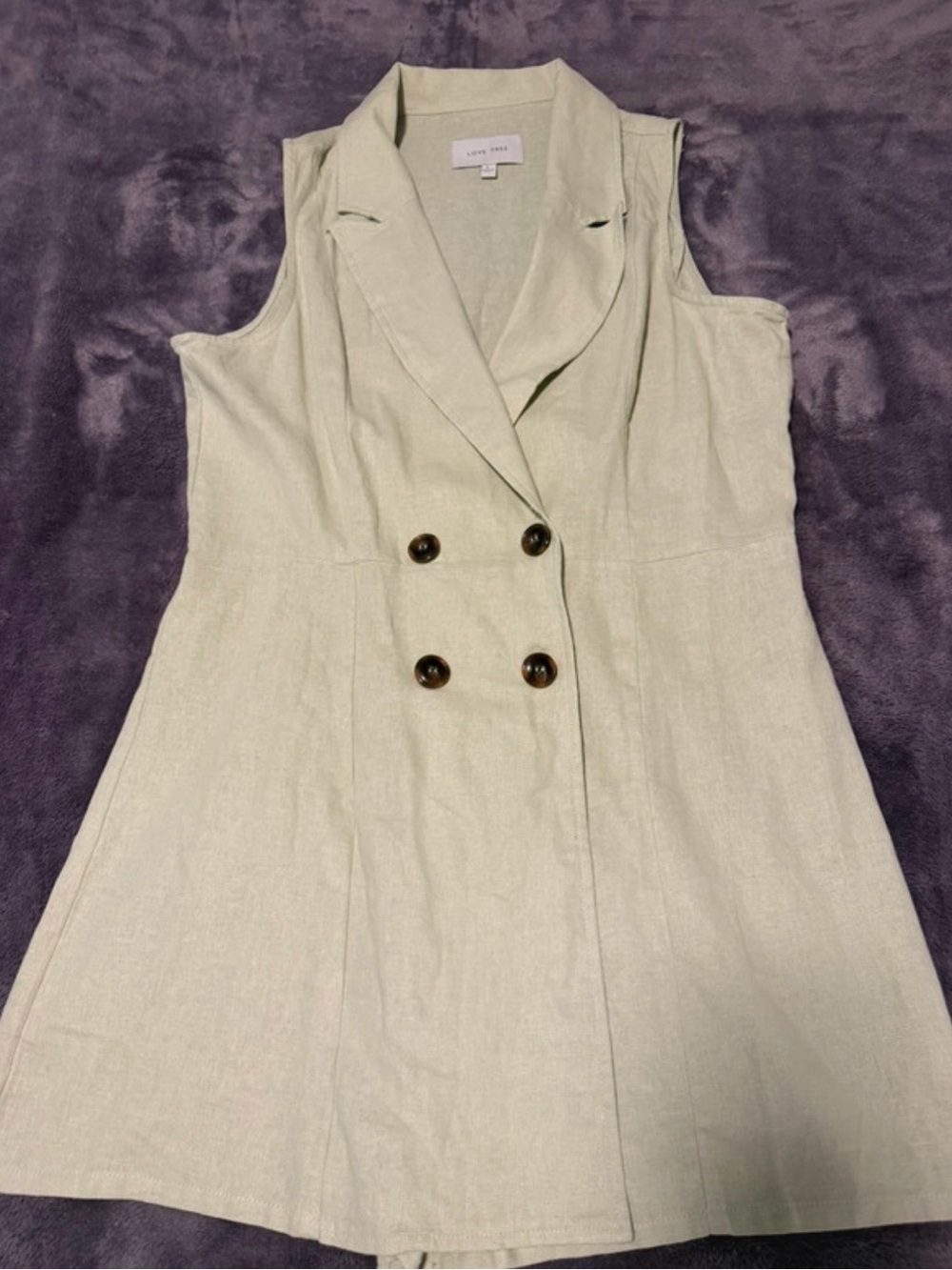 Light Sage Double-Breasted Sleeveless Blazer Romper